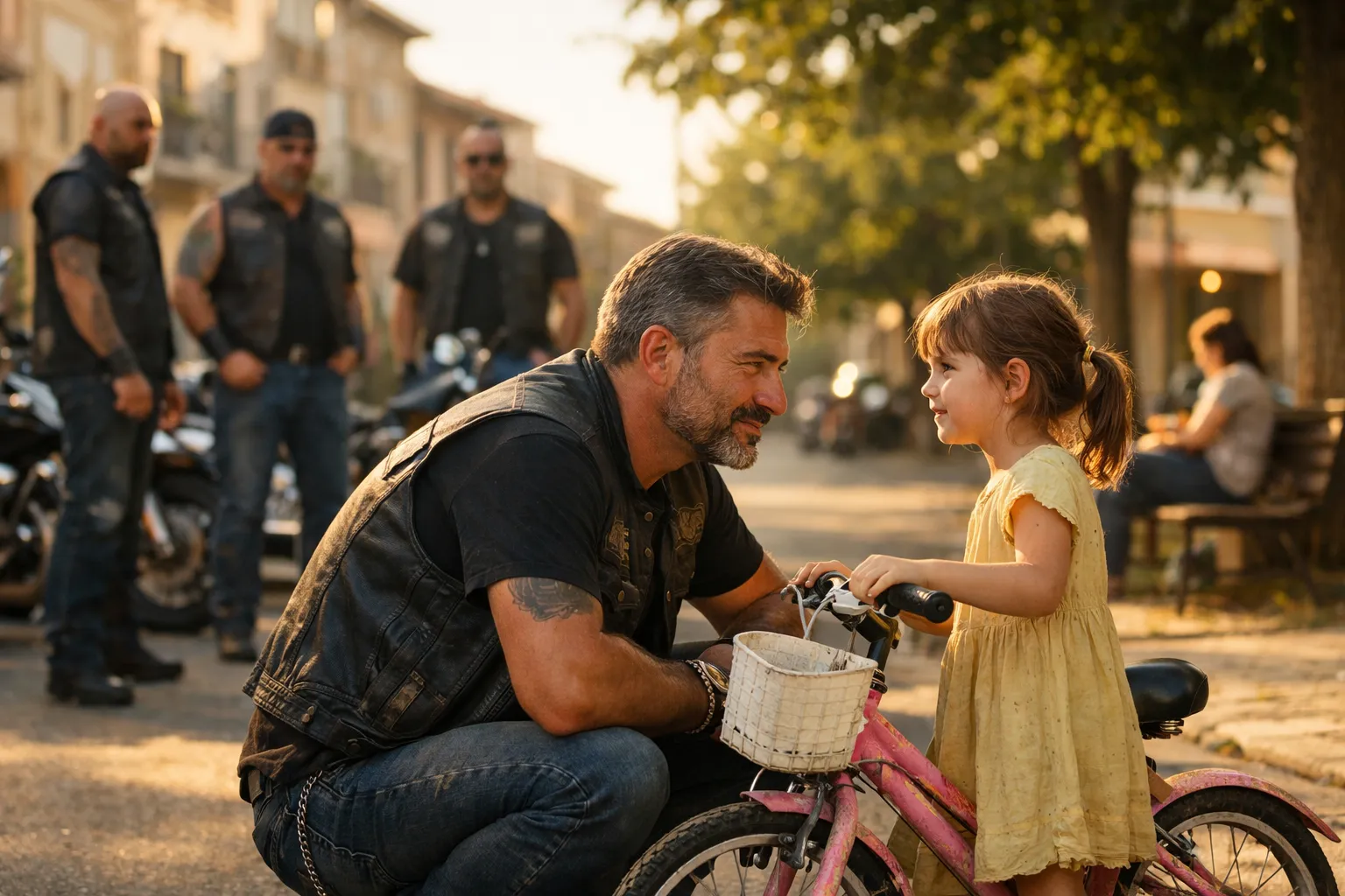 A little girl tries to sell her bike to feed her mother… then the bikers discover who took everything from her