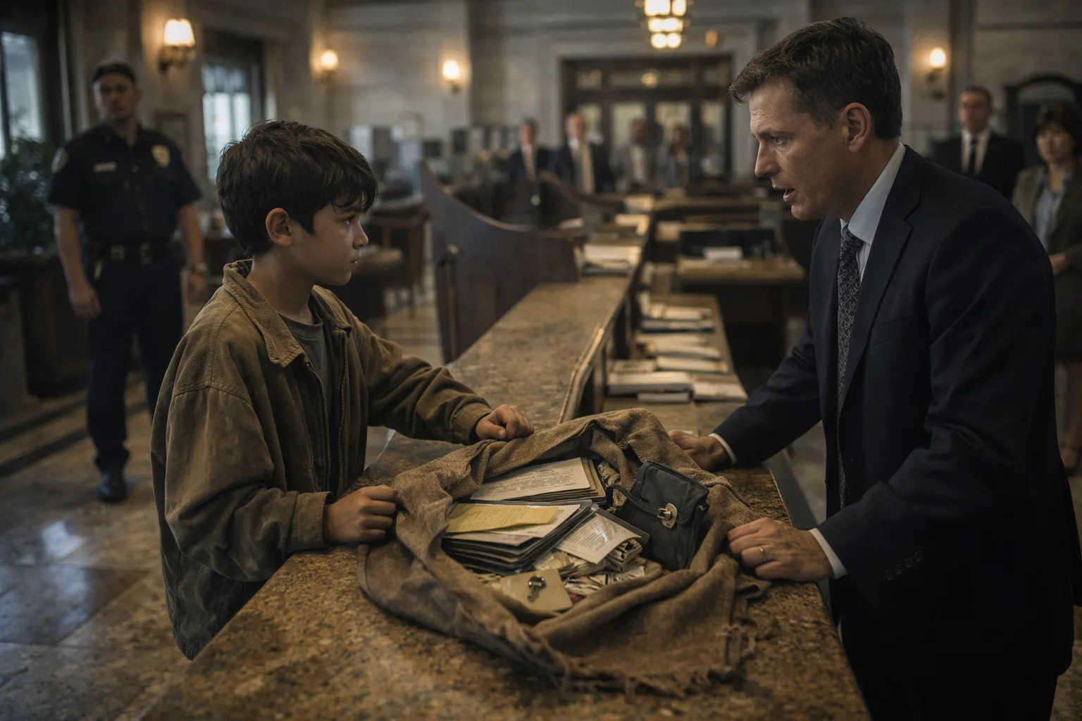 They Laughed at the Boy With the Ragged Bag—Until the Manager Opened It. Inside was enough buried truth to clear his dead father’s name and destroy a powerful man.