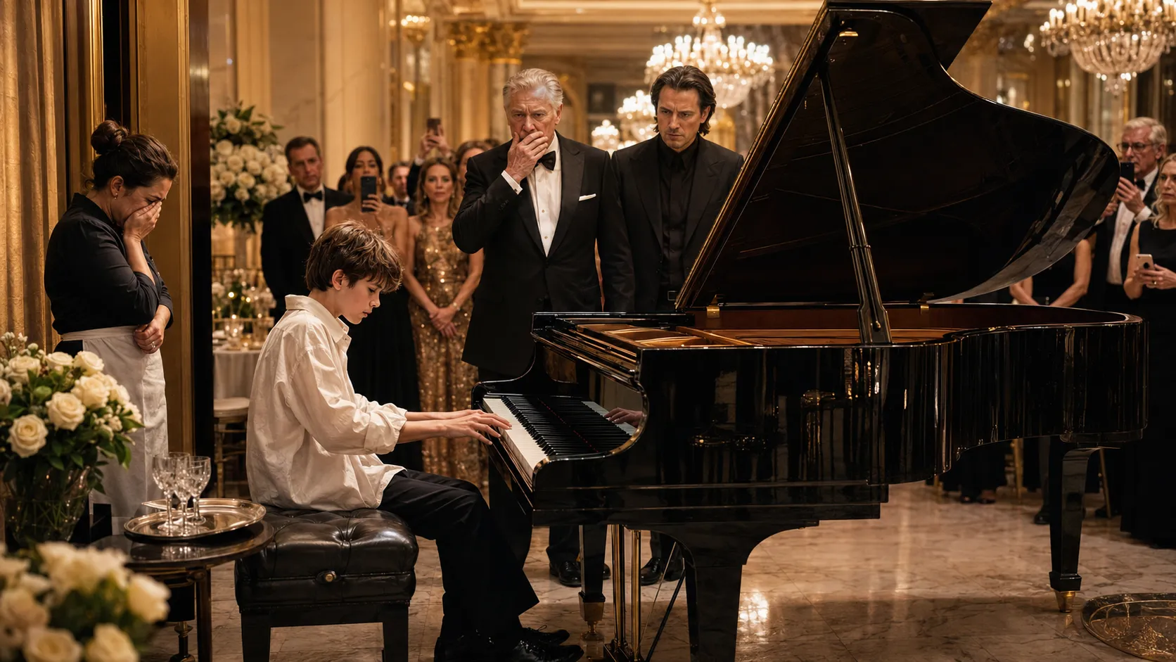 A Poor Waiter Boy Asked to Play the Million-Dollar Piano — Everyone Laughed Until the First Note