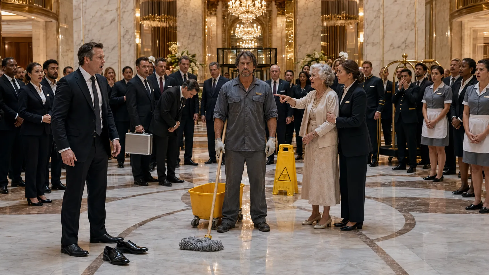 A Millionaire Humiliated the Hotel Janitor — Then the Old Man He Saved Revealed the Truth