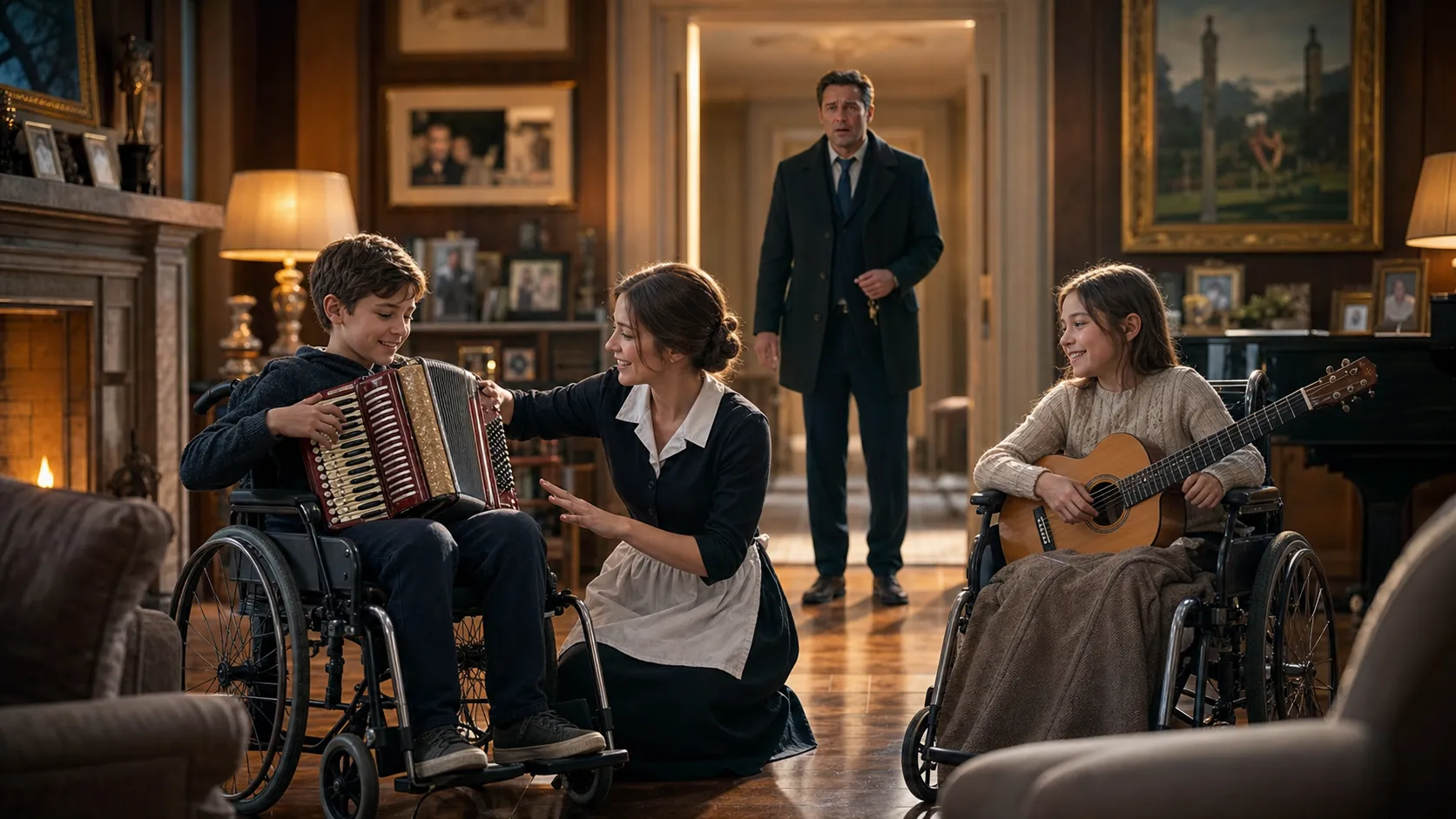 The widower came home early expecting silence — and found the maid teaching his “paralyzed” children how to live again