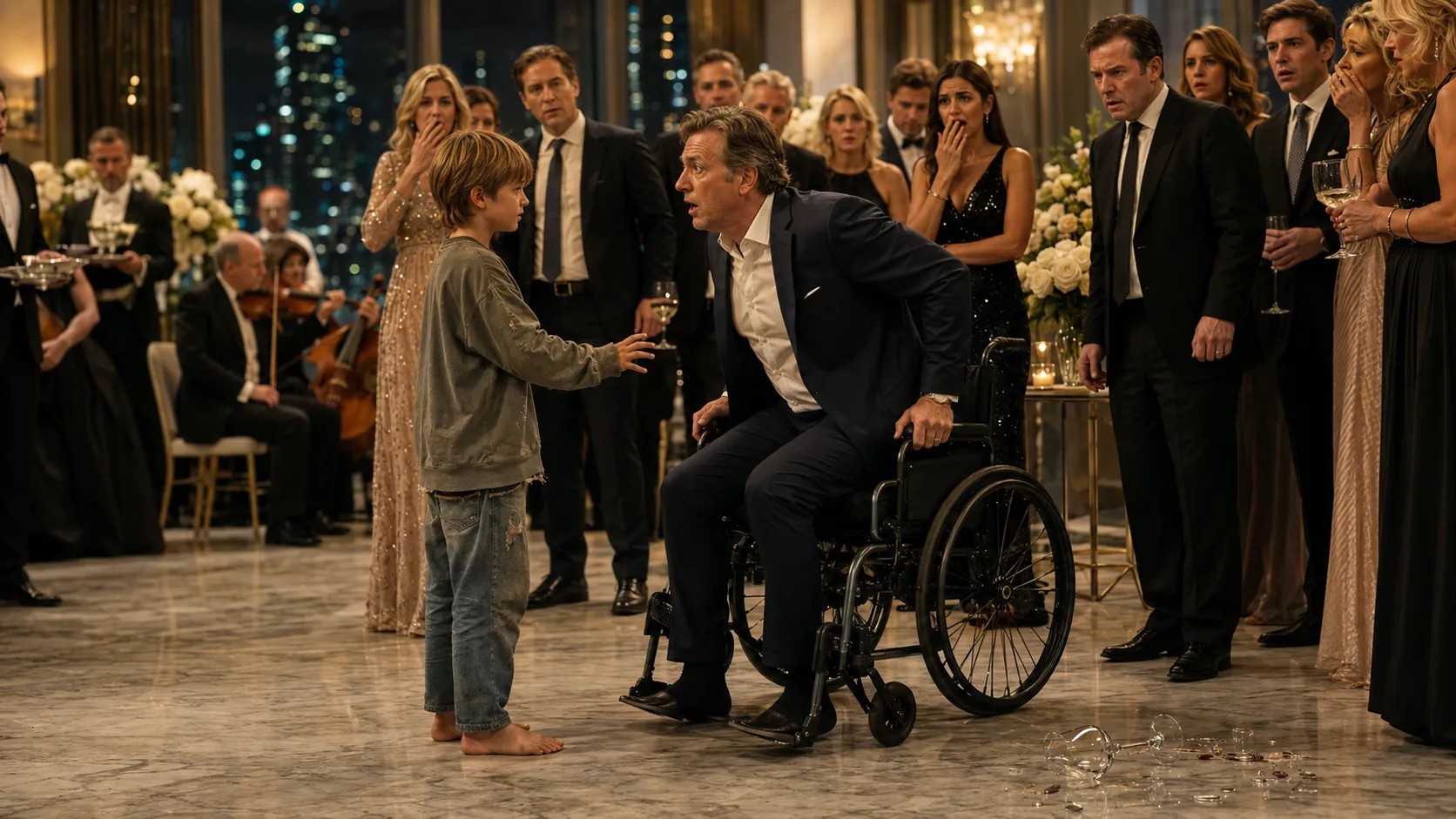 A Barefoot Boy Walked Into a Billionaire’s Party — Then Told Him to Stand Up
